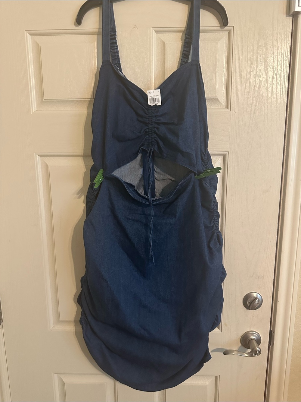 Women’s Midi Dress in Navy Blue - Sleeveless Cutout Style